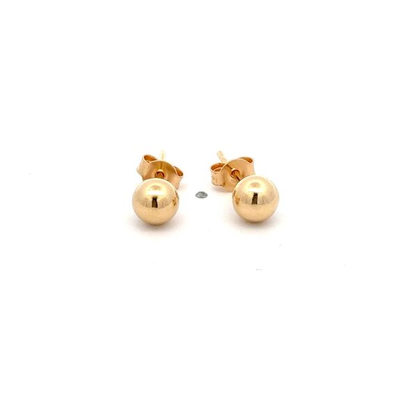 18K Gold Earrings Stud Balls Polished Small 1.55 grams - Picture 1 of 9